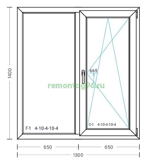 Окно пластиковое 1300х1400 Proplex Litex