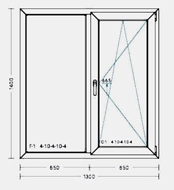 Окно пластиковое 1300х1400 Proplex Litex