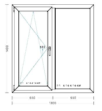 Окно пластиковое 1300х1400 Exprof Profecta 70mm