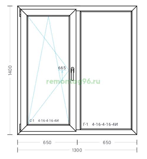 Окно пластиковое 1300х1400 Exprof Experta 70mm