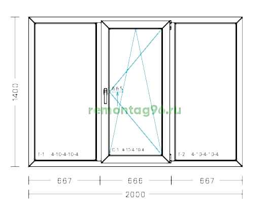 Окно пластиковое 2000x1400 Plaswin 58