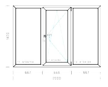 Окно пластиковое 2000x1400 Exprof Profecta 70mm