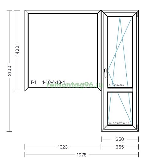 Блок балконный 1978x2100 Exprof Profecta 70mm